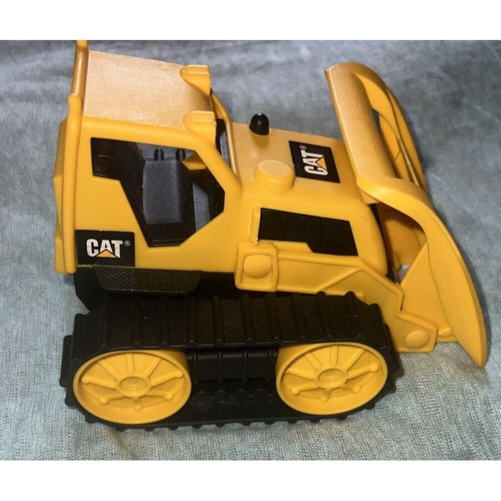 TOY TRACTOR 1990s Yellow CATERPILLAR w. Treads & LIFT
